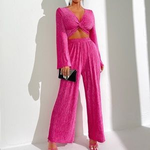 Twist Front Crop Top with matching wide leg pants